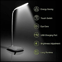Rechargeable LED Desk Lamp One-touch On/Off Switch Student Study Reading Learning Dimmer / Brightener Rechargeable Led Table with Children Eye Protection Lamps (White)  